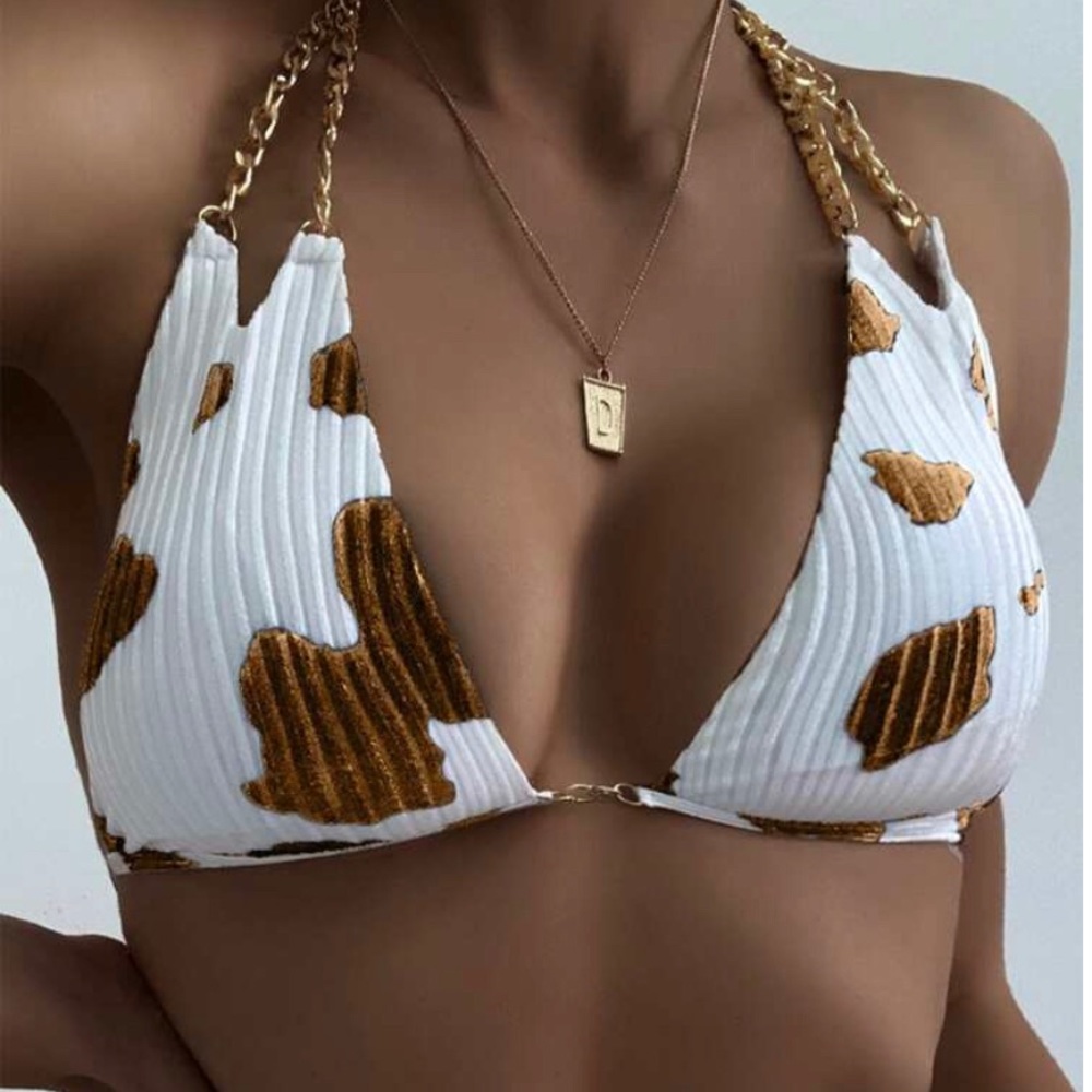 Cow Print Velvet Bathing Suit